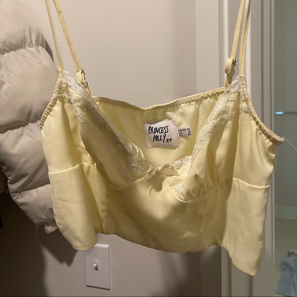 Yellow Lace Cami Crop